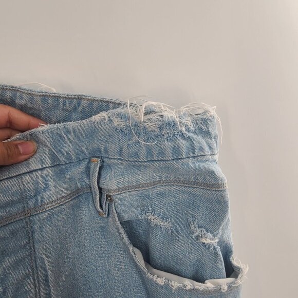 Good American Womens Plus Size 16 Blue High Rise Distressed Slim Fit Jeans - Picture 6 of 16